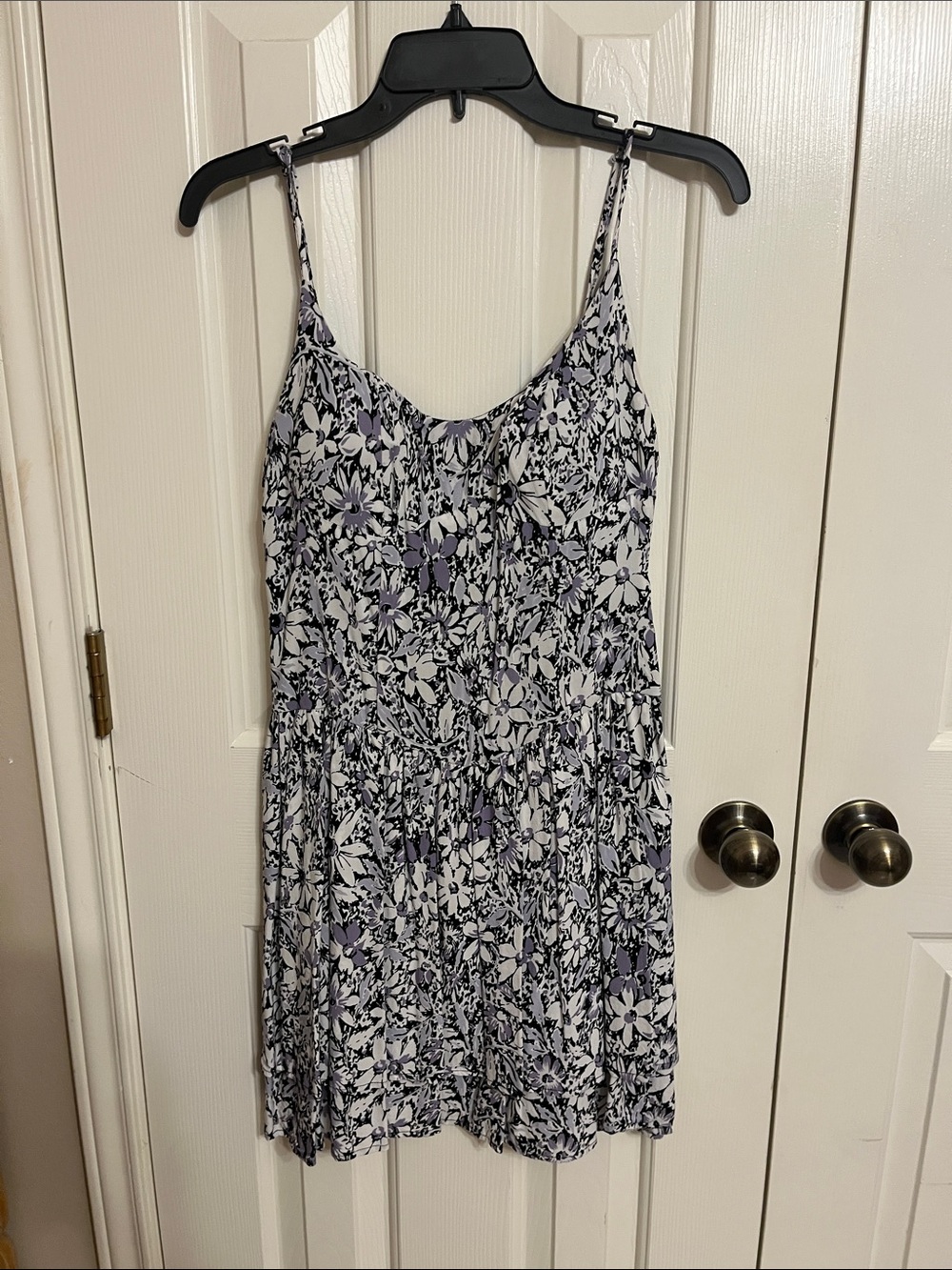 Fire Los Angeles White and Lavender Floral Spaghetti-Strap Dress